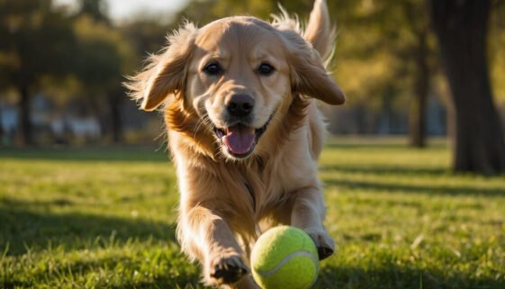 Golden retriever playing