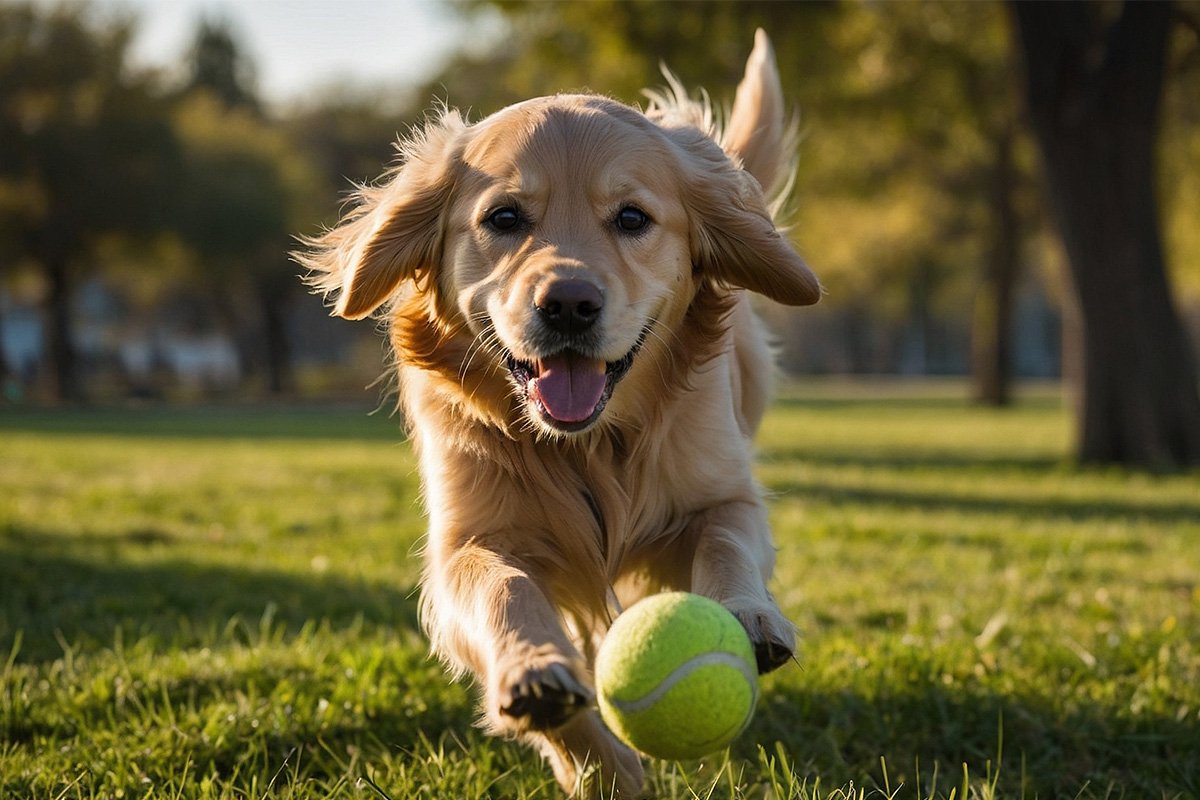 Golden retriever playing Golden retriever playing
