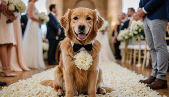 Golden Retrievers as the Best Man and Maid of Honor