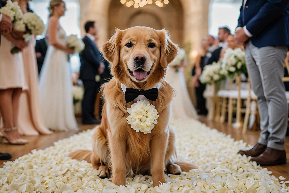 Golden Retrievers as the Best Man and Maid of Honor