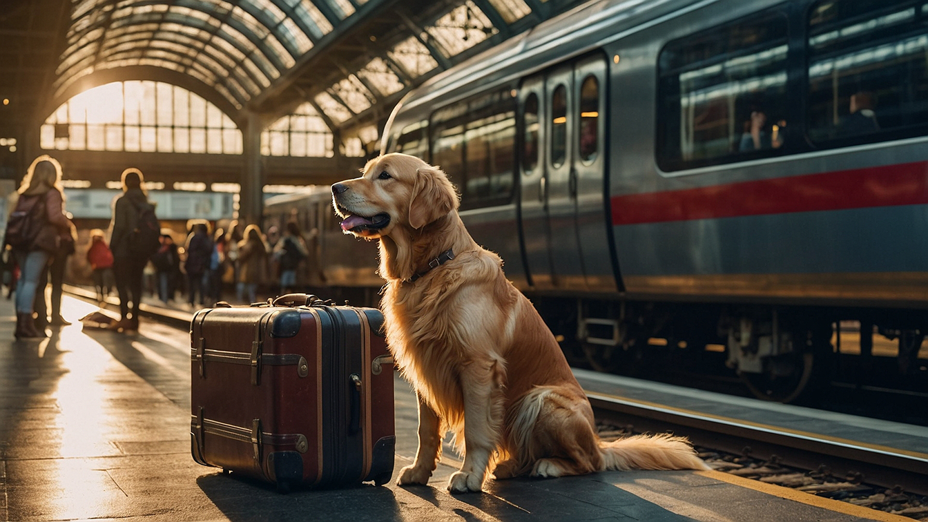 Dog on a train Dog on a train